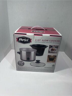 Parini 2-Qt Slow Cooker in Silver and Black